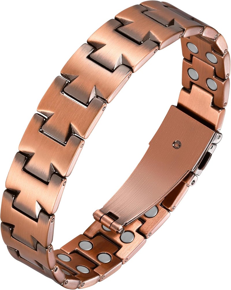 Feraco Copper Cross Bracelet for Men,Magnetic Therapy Bracelet Copper Jewelry with Powerful 3800 Gauss Magnets - Image 1